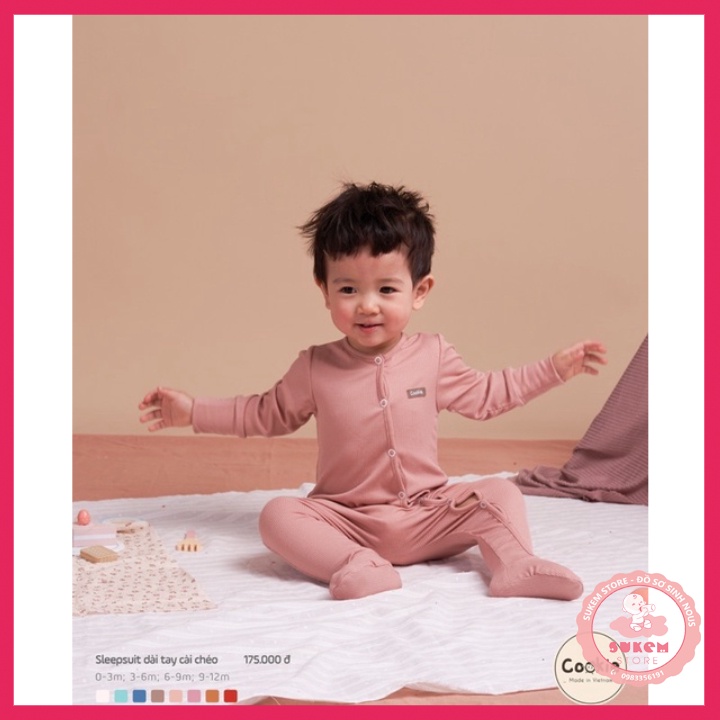 Bộ SleepSuit Cookie Dài Tay Cài Chéo Liền Tất Chất Cotton Tăm Mềm Mại
