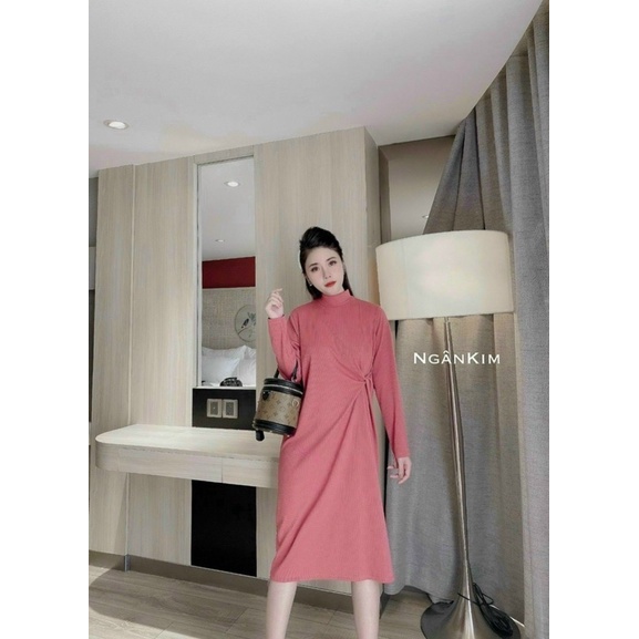 Váy bầu thu đông thiết kế Aidenshop Đầm bầu len tăm dài bigsize