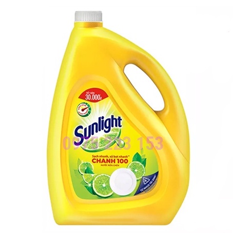 Nước rửa chén Sunlight Chanh 100 chiết xuất chanh tươi can 3.6kg