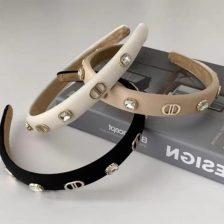 Băng Đô Cài Tóc Xốp Đính Kim Cương Chữ D Đơn Giản Thời Trang Hàn Quốc Cho Nữ