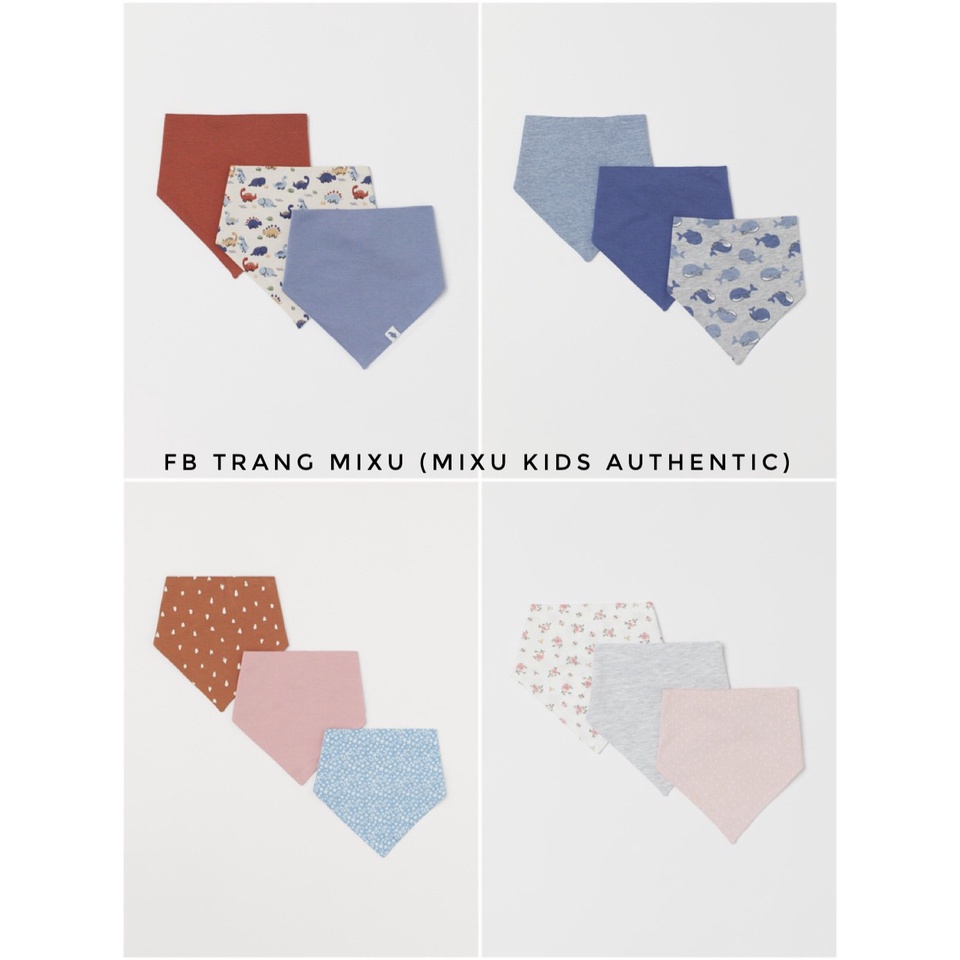Set khăn yếm cổ tam giác cotton HM Auth sale