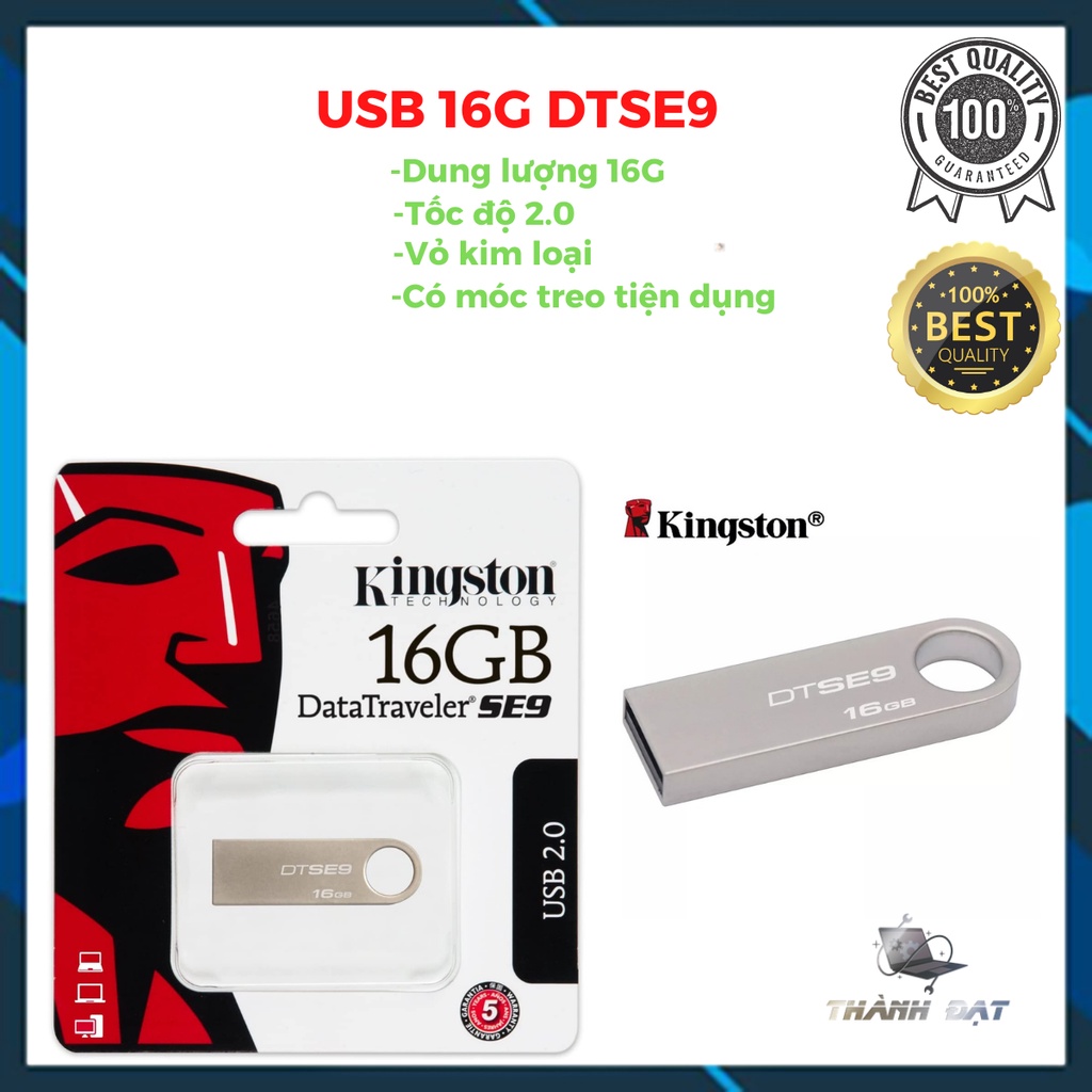 USB Lưu Trữ,USB KT 8G, 16G DTSE9, DT101G2 thiết kế nhỏ gọn, vỏ nhôm chống nước, nắp xoay treo chìa khóa.
