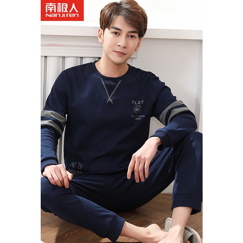 Bộ Đồ Ngủ Cotton Tay Dài Dáng Rộng Thời Trang Thu Đông Cho Nam 7Cv8 ** - * - * | BigBuy360 - bigbuy360.vn