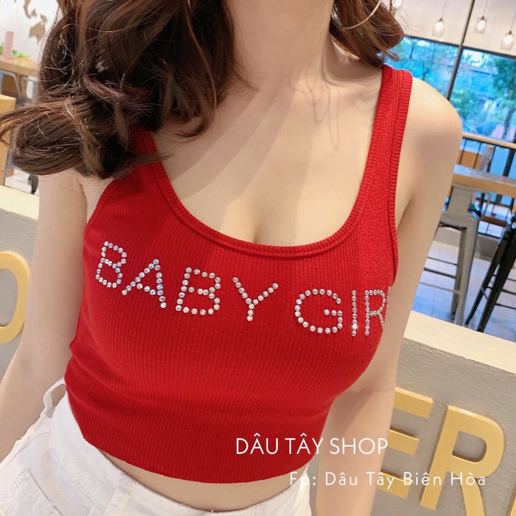 Áo Ba Lỗ Thun Gân Form Croptop In Chữ BABY GIRL Cực Chất TTS0656