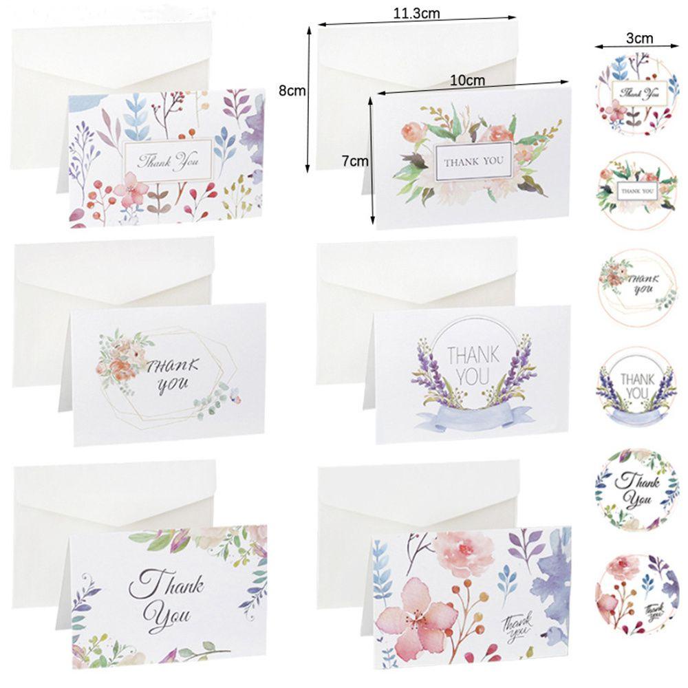 Set 6 Tấm Thiệp Cảm Ơn In Hoa Xinh Xắn