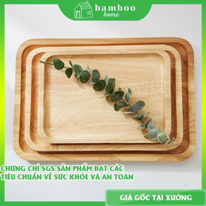 Khay gỗ chữ nhật THE BAMBOO cách nhiệt chống dính trang trí gỗ cao su Nhật Bản | BigBuy360 - bigbuy360.vn