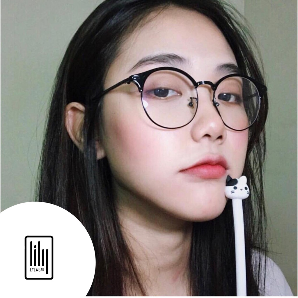 Gọng kính cận kim loại mắt tròn thời tran nữ Lilyeyewear 9301