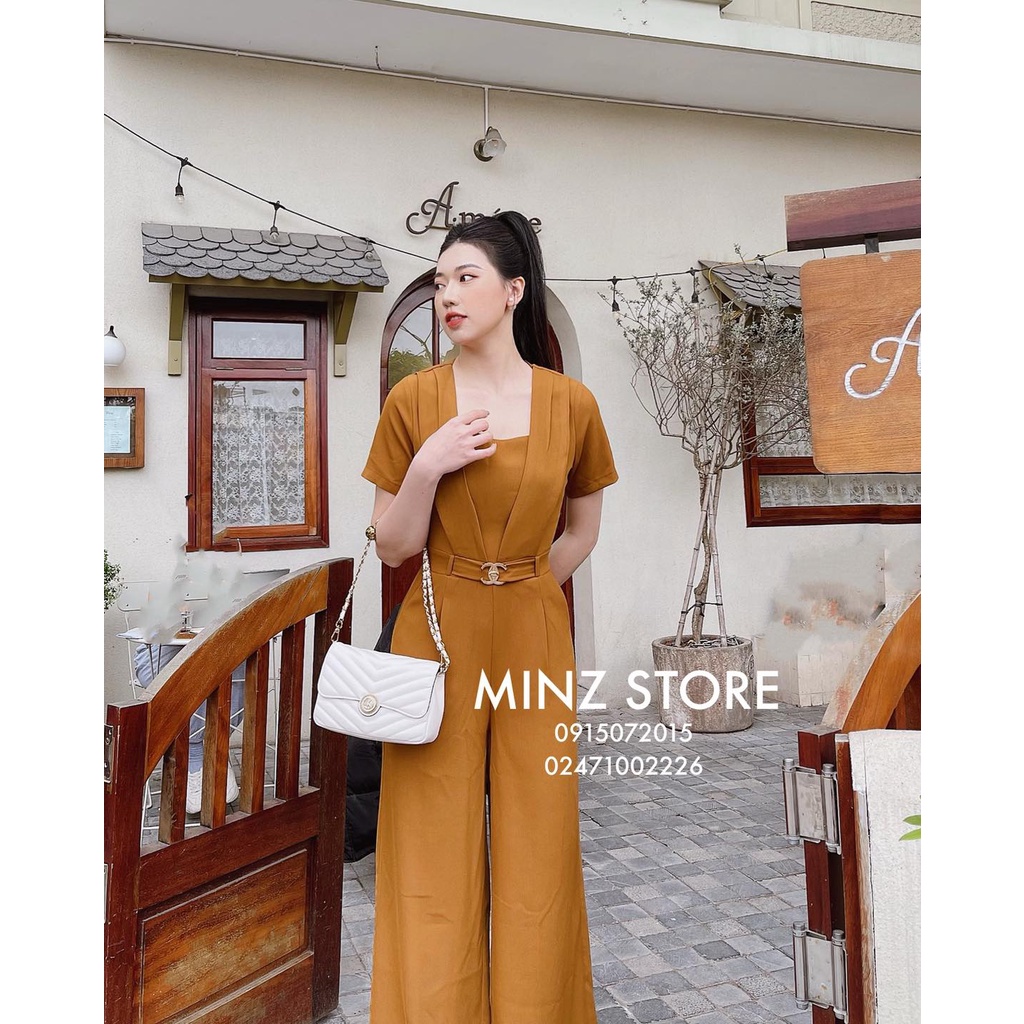 Jumpsuit cổ vuông vạt chéo đai liên