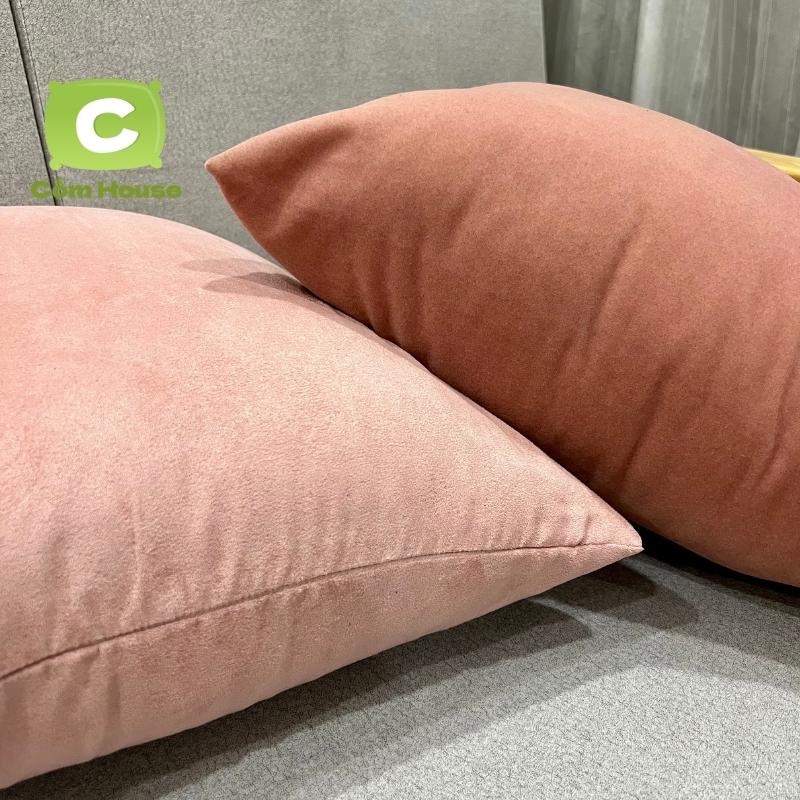 Vỏ Gối Tựa Vuông, Gối Tựa Sofa, Gối Tựa Lưng Nhung Trơn 2 Mặt Siêu Bền
