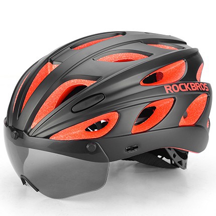 Mũ bảo hiểm chạy xe đạp ROCKBROS cao cấp có kính bảo hộ cỡ 57-62cm