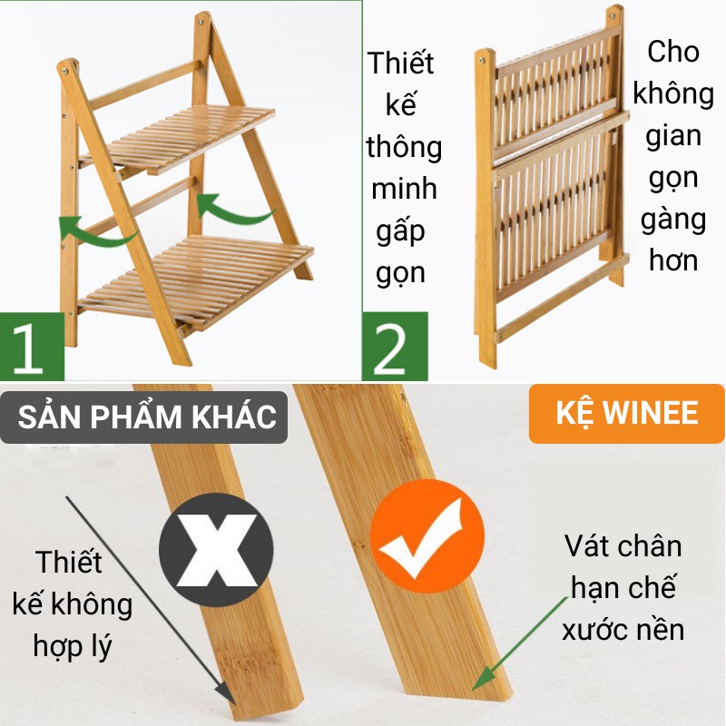 Kệ cây cảnh trong nhà kệ sen đá để ban công gỗ tre thân thiện môi trường kèm hướng dẫn lắp ráp