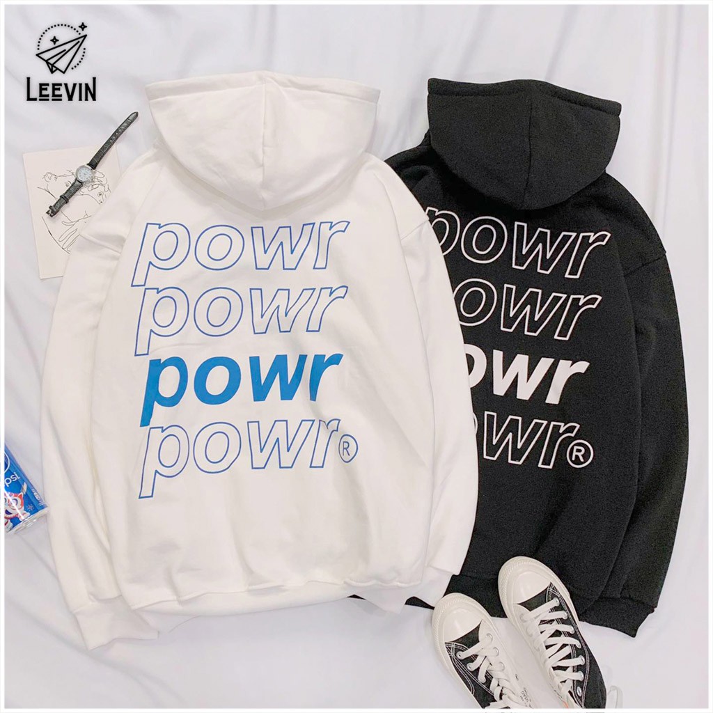 Áo Khoác Hoodie POWR Unisex Nam Nữ - Áo khoác Nỉ bông Khóa kéo có mũ (5 Màu) Leevin Store