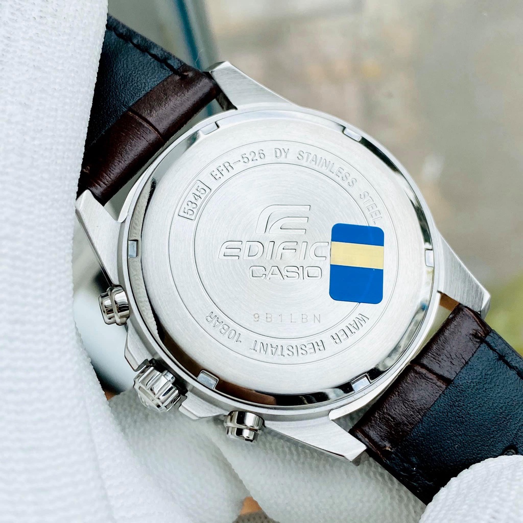 Đồng hồ nam dây da thể thao chính hãng Casio Edifce EFR 526L-7AV Mặt trắng chống nước 100 mét Bảo hành 1 năm Hyma watch