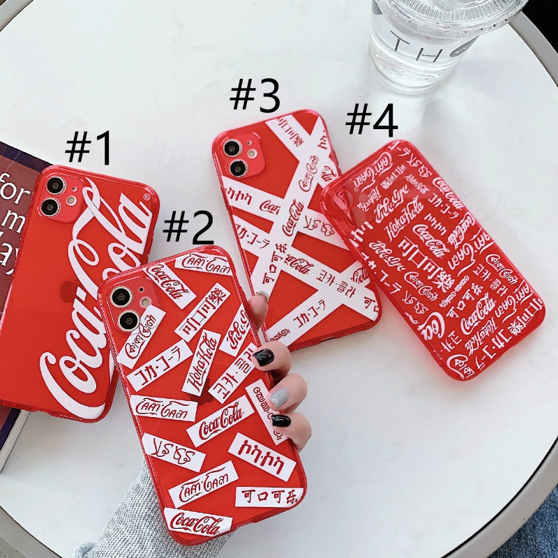 Ốp điện thoại màu đỏ dạ quang chữ Coca-Cola cho iPhone 7/8 Plus / X / XS / XR / XS MAX / 11/11 PRO / 11 Pro MAX / SE2