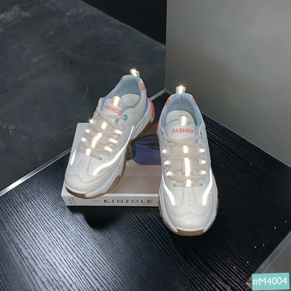 ( Hàng Đẹp ) Giày Thể Thao Nữ Độn Đế MINSU Eight M4004, Giày Sneaker Bata Hàn Quốc Đế Độn Tăng Chiều Cao 5cm Phản Quang 