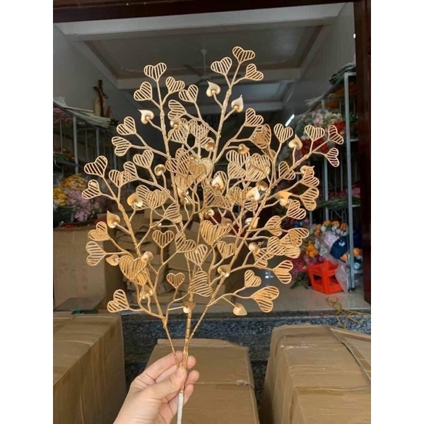 Cành tú cầu, lan hồ điệp nhũ trang trí cực đẹp ạ