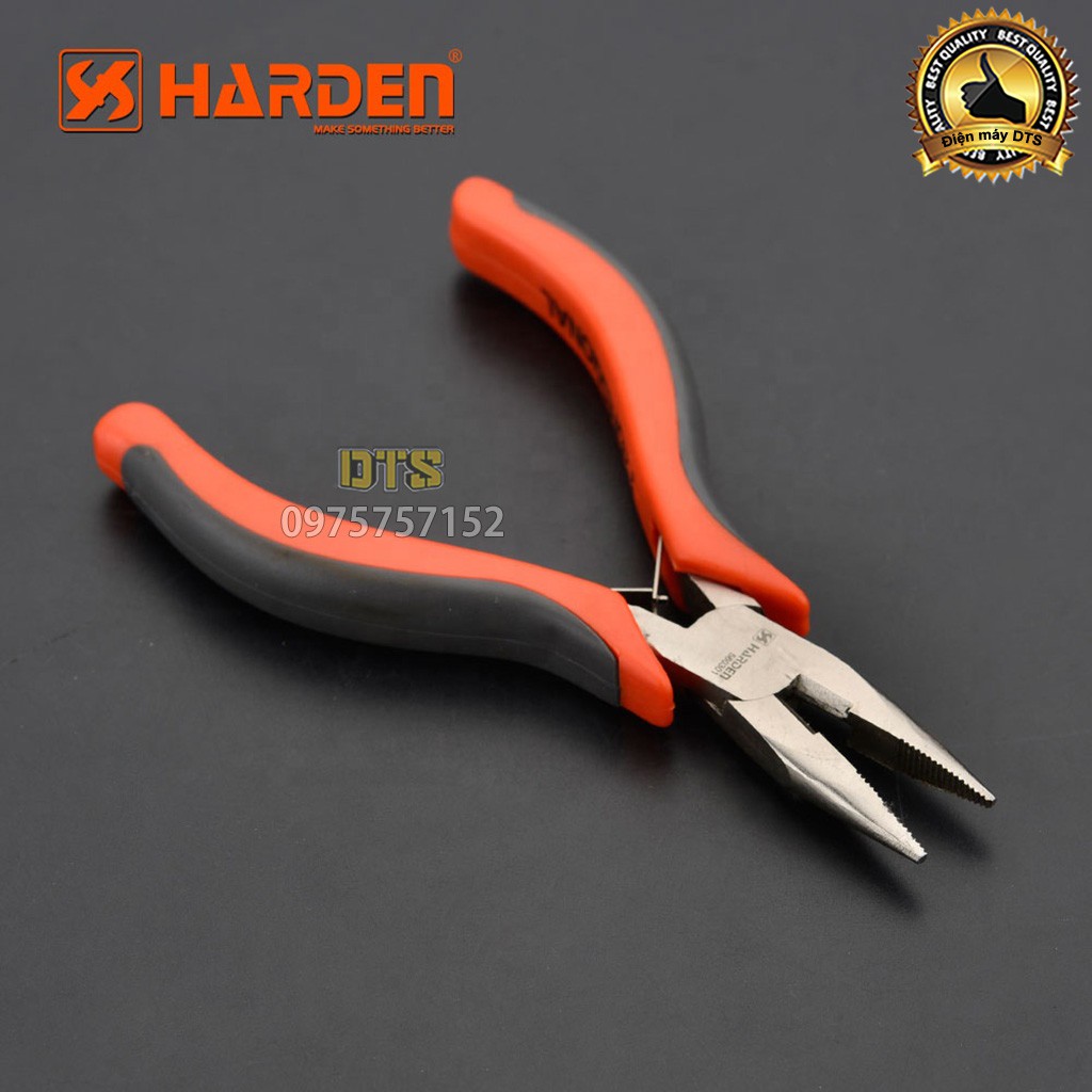 Kìm nhọn mini trợ lực HARDEN 4.5 inch/ 125mm, thép cao cấp CR-V, thiết kế công thái học, lò xo kép - Tiêu chuẩn châu Âu