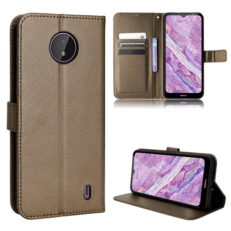 Ốp lưng Nokia C20 Flip Diamond Ví da PU Khe cắm thẻ Vỏ điện thoại Nokia C10 C20 NokiaC20 Giá đỡ