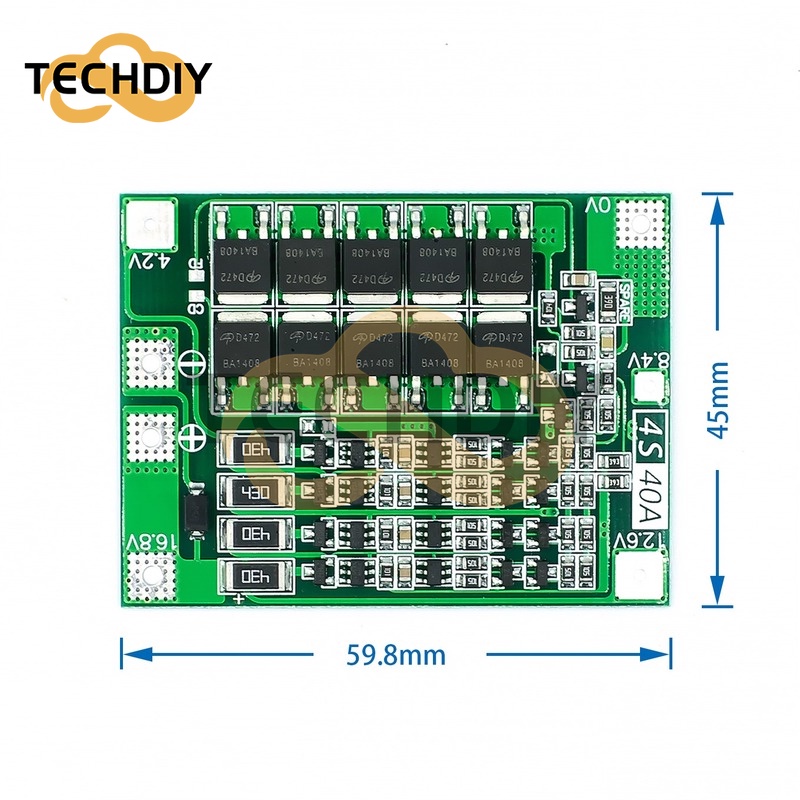 Bảng Mạch Bảo Vệ Pin Li-ion 3S 4S 25A 30A 40A 18650 BMS Dành Cho Động Cơ Khoan 11.1V 12.6V/14.8V 16.8V