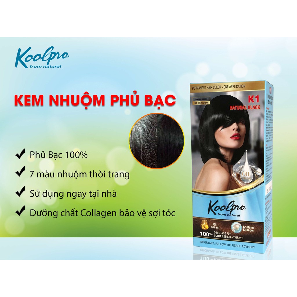 [100% PHỦ BẠC]Thuốc nhuộm tóc phủ bạc KoolPro