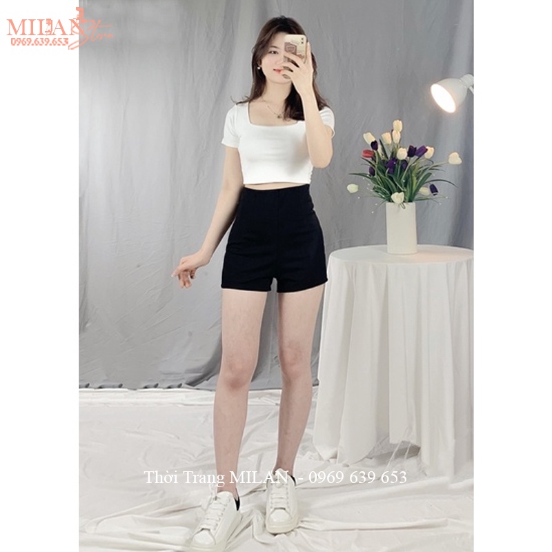 Quần short dance nữ lưng cao co giãn - Quần đùi dance cạp cao liền khóa sau tôn dáng nữ tập nhảy yoga gym biển mùa hè