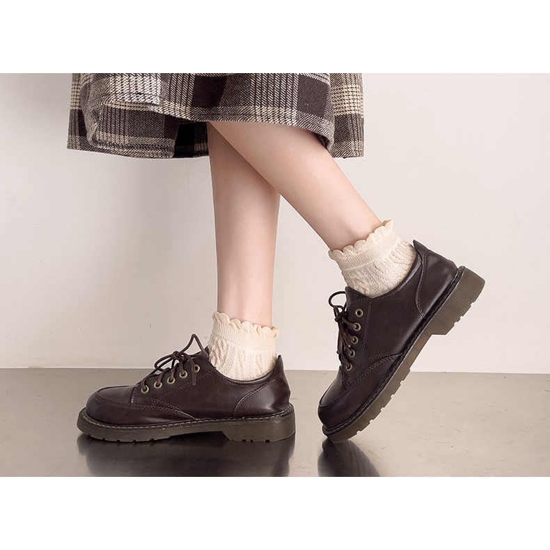 Tất bèo ren lolita CỔ NGẮN tiểu thư Hàn Quốc chất len đẹp trắng đen nâu nữ nhiều màu