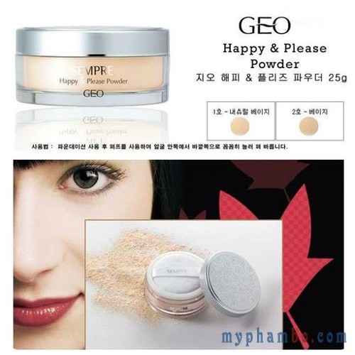 Phấn phủ bột GEO Sempre Happy & Please Powder Hàn Quốc 25g - No.1 Tone sáng