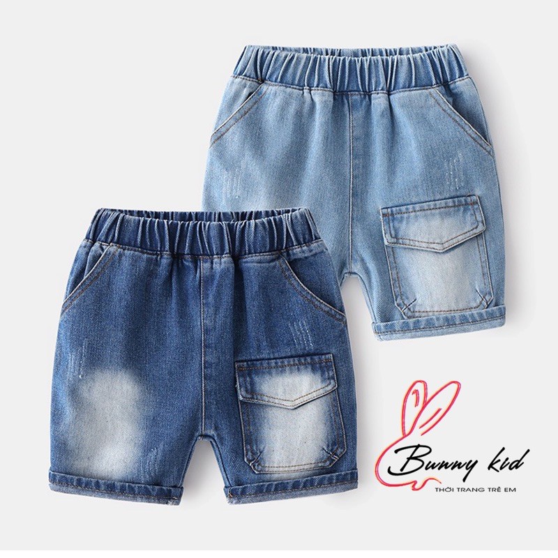 Quần short Jean bé trai WELLKIDS Quần bò chất mềm cho bé (3207)