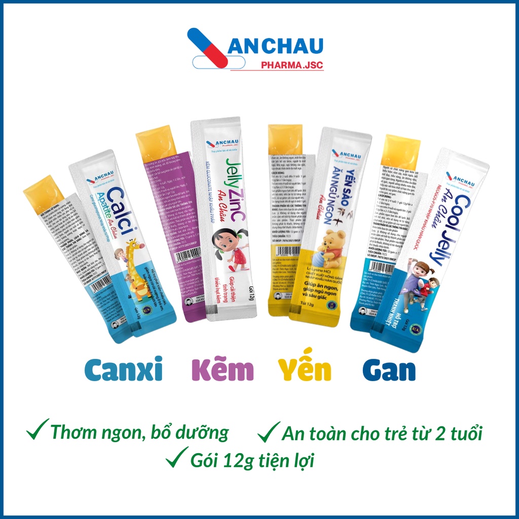 Thạch dinh dưỡng kẽm zinc, canxi nano, yến sào ăn ngủ ngon, mát gan giải độc cho bé - gói lẻ 12g