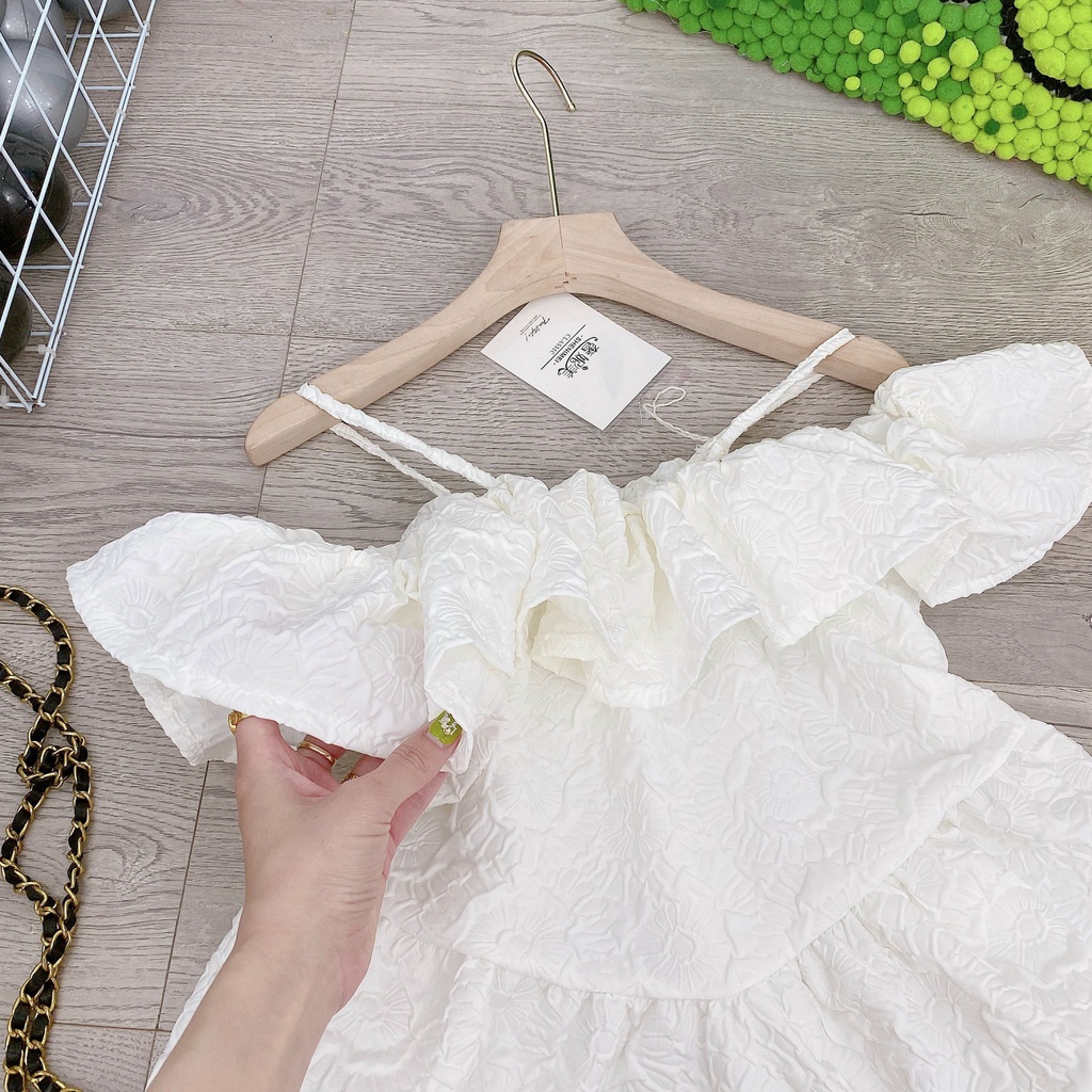Đầm gấm hoa trễ vai kiểu , Váy gấm hoa tay bồng cho nàng dự tiệc 𝐒𝐡𝐨𝐩 𝐗𝐢𝐧𝐡
