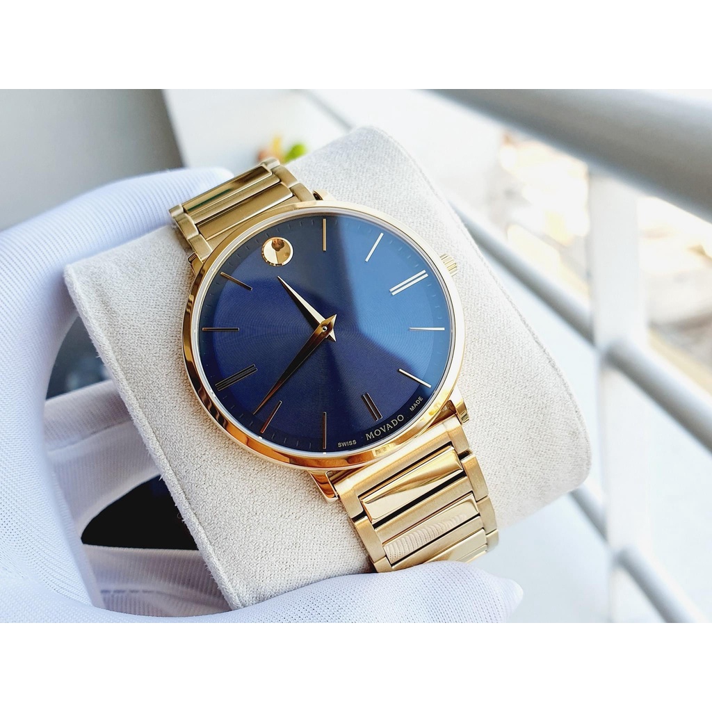 Đồng hồ nam chính hãng Movado Ultra Slim 0607510 - Máy quartz pin Thụy Sĩ - Kính sapphire - Vỏ dây thép