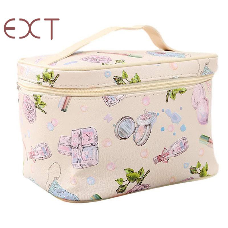 Large PU Cosmetic Bag Travel Cosmetic Bag with Cosmetic Brush Holder