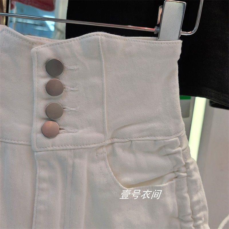 Quần short denim lưng cao xếp ly linh hoạt thời trang 2022 dành cho nữ