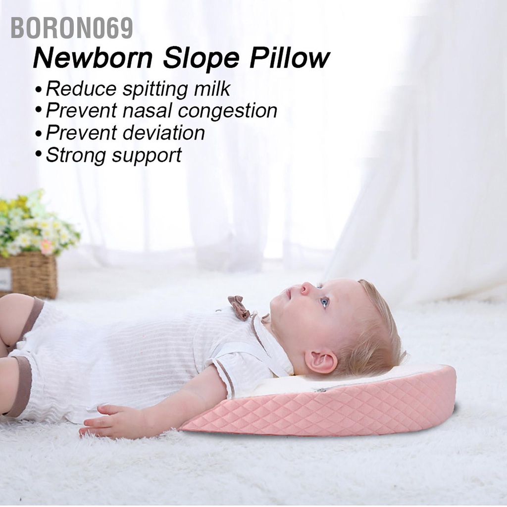Gối nghiêng cho trẻ sơ sinh Định vị bé AntiReflux con bú bông chống trượt Boron069