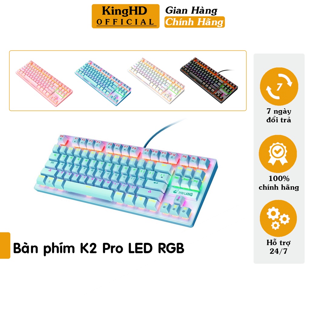 Bàn Phím Cơ K2 Pro Led RGB 10 Chế Độ Led Nháy, Chơi Game Dùng Văn Phòng