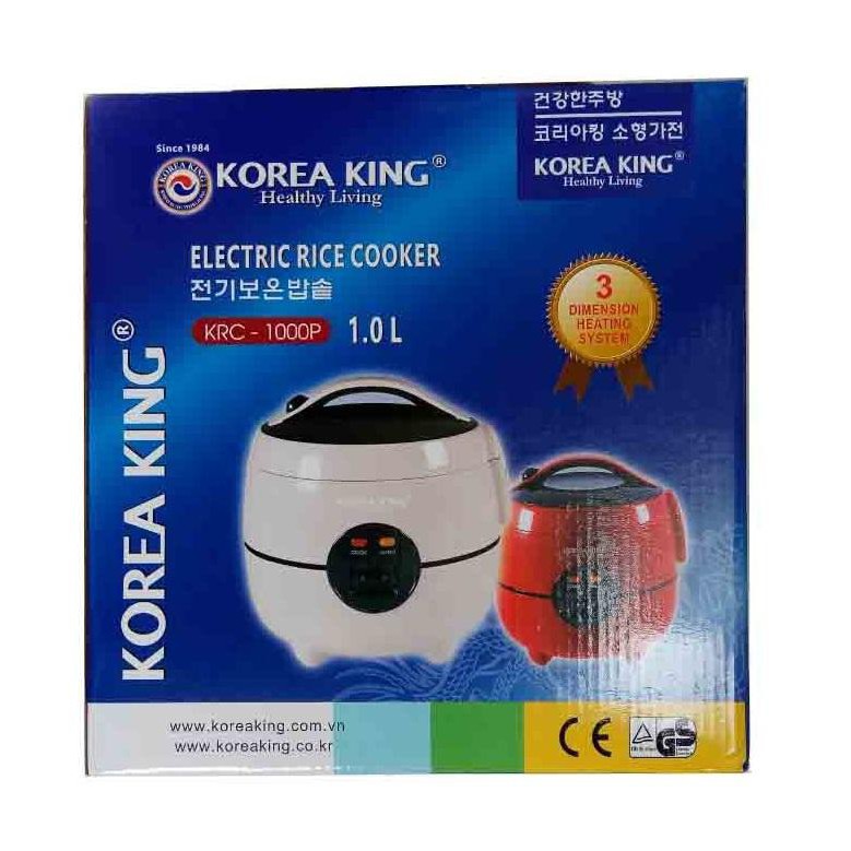 Nồi cơm điện Korea King KRC-1000P dung tích 1 lít công suất 400 W phù hợp cho 2-3 người ăn