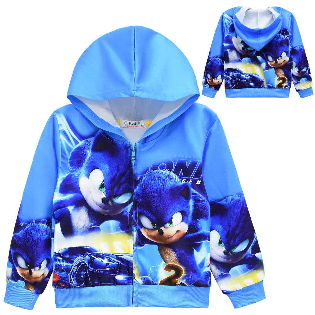 Bán Chạy 2022 Áo Khoác Có Mũ Trùm Khóa Kéo Hình Nhím sonic sonic Cho Bé Trai