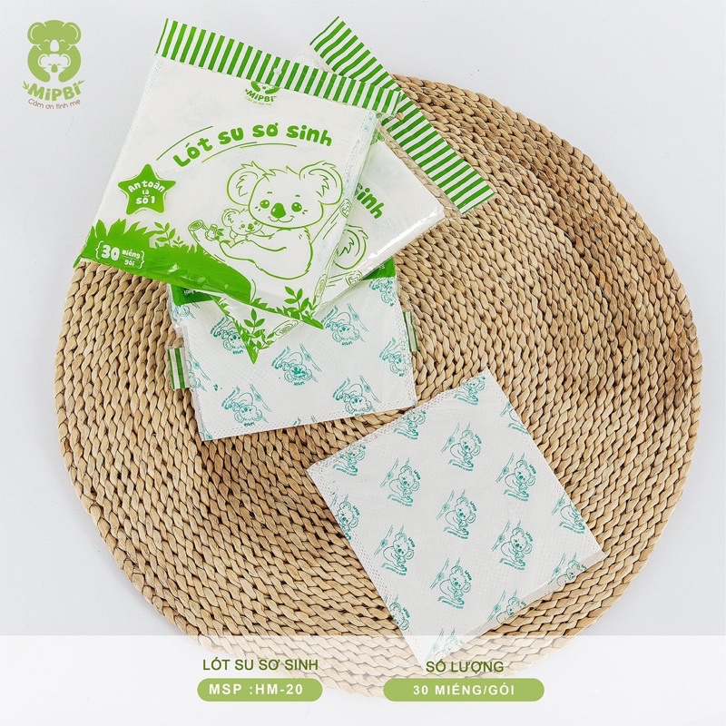 Lót phân su Mipbi 3 lớp, gói 30 tờ dùng cho bé sau sinh