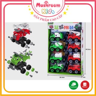 Hộp Đồ Chơi 8 Xe Môi Trường Và Cứu Hoả Tháo Lắp Dành Cho Bé