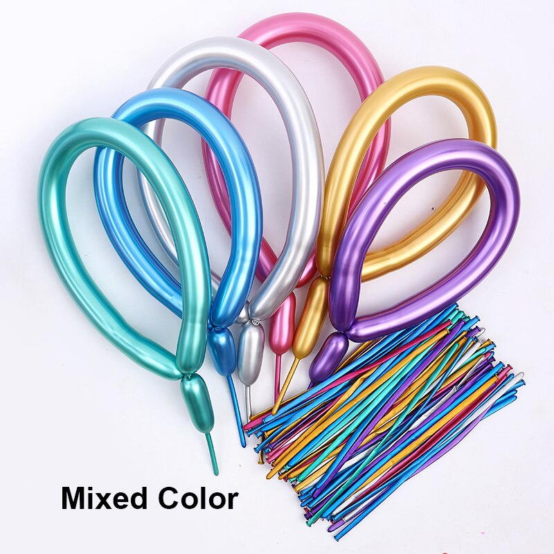 Set 50 bong bóng kim loại dài trang trí tiệc tùng