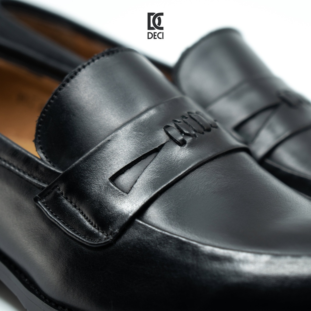 Giày tây công sở DECI màu đen dòng giày Loafer giày lười BROGUE 15