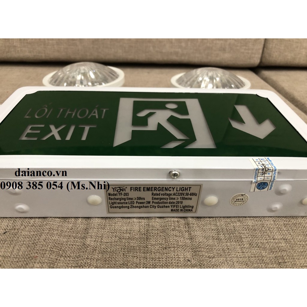 Đèn Chiếu Sáng Sự Cố Kết Hợp Biển Chỉ Dẫn Thoát Nạn Chỉ Xuống YF-203