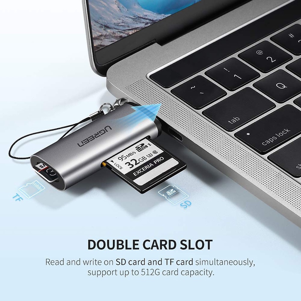 Đầu đọc thẻ nhớ USB Type C cho thẻ SD/TF chính hãng Ugreen 50704 cao cấp - Bảo hành chính hãng 18 tháng