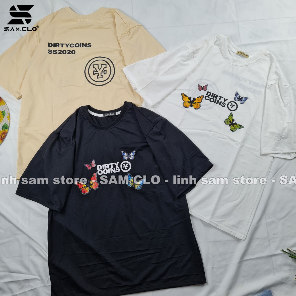 Áo thun nữ tay lỡ freesize phông form rộng dáng Unisex, mặc cặp, nhóm, lớp in hình BƯỚM COIN | BigBuy360 - bigbuy360.vn