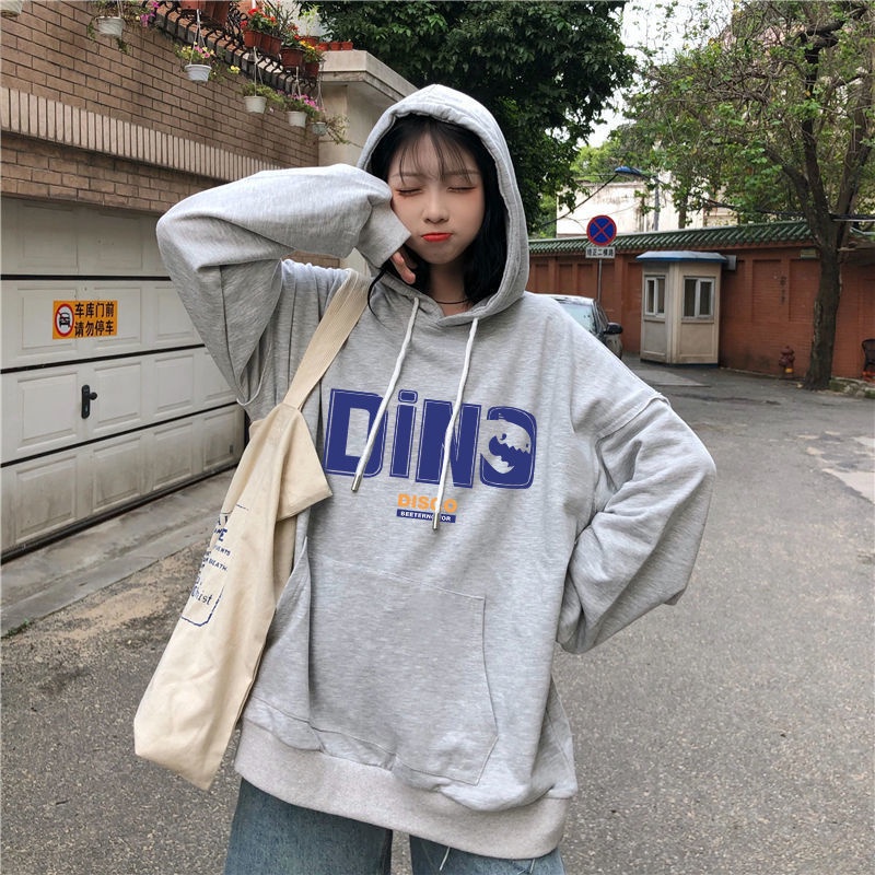 IELGY    Áo hoodie Nhung Tay Dài Dáng Rộng Phong Cách Hàn Quốc Dành Cho Nữ