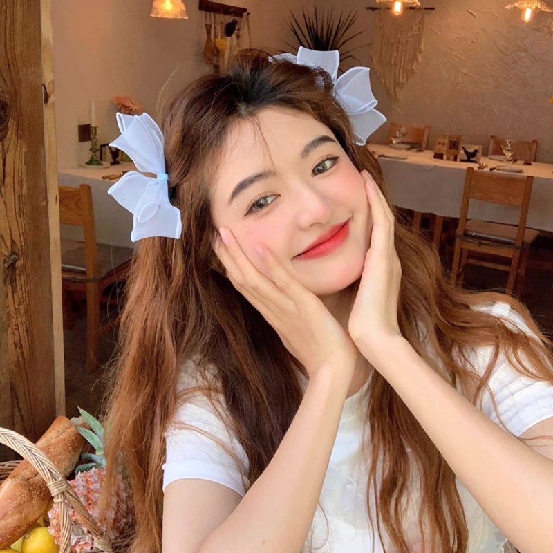 Sét 2 kẹp tóc nơ bèo tiểu thư dễ thương có 2 màu đen trắng mã H-66