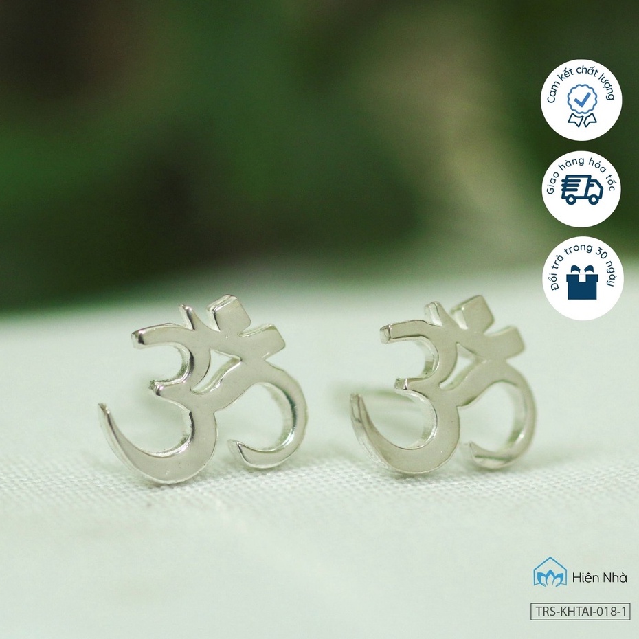 Khuyên tai Bạc nam nữ chữ Om (Yoga) - Bông tai phong thủy phong cách Phật giáo Bình an, may mắn - Trong Nhà