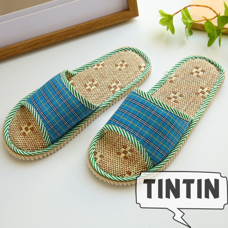 Dép đế cói vải đi 4 mùa trong nhà - văn phòng - chống thối chân TINTIN DNL08