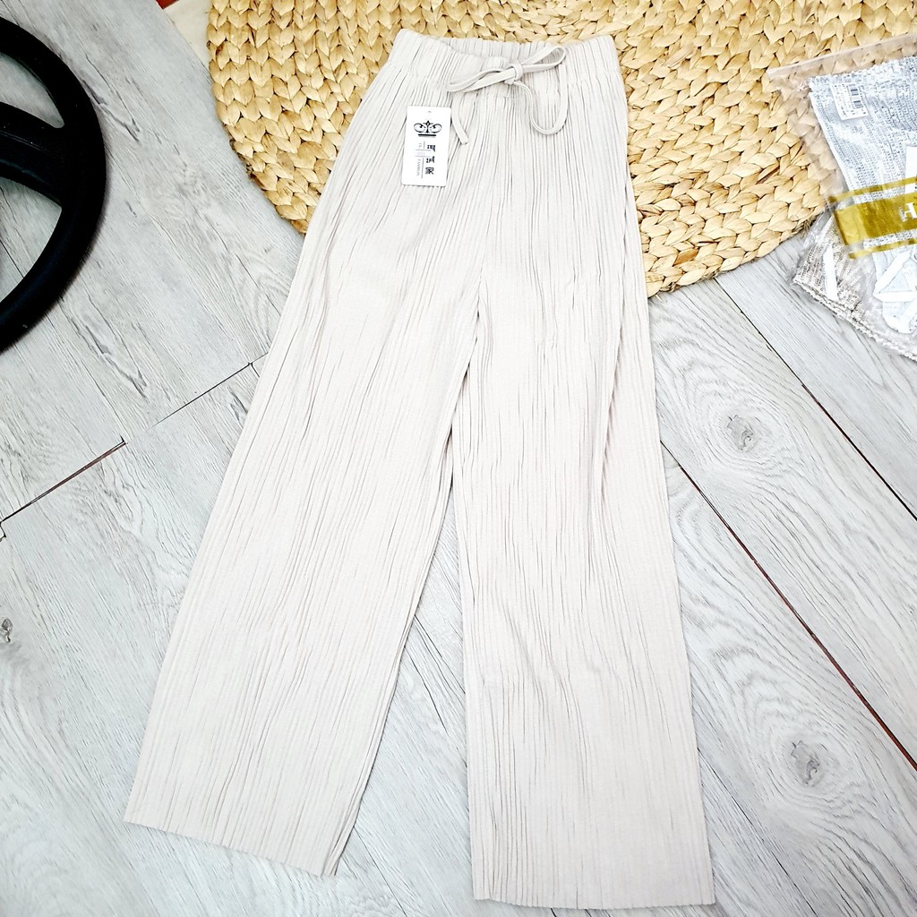 Quần Culottes Dài Ống Rộng Dập Ly Suông - Hàng Quảng Châu - Có Sẵn