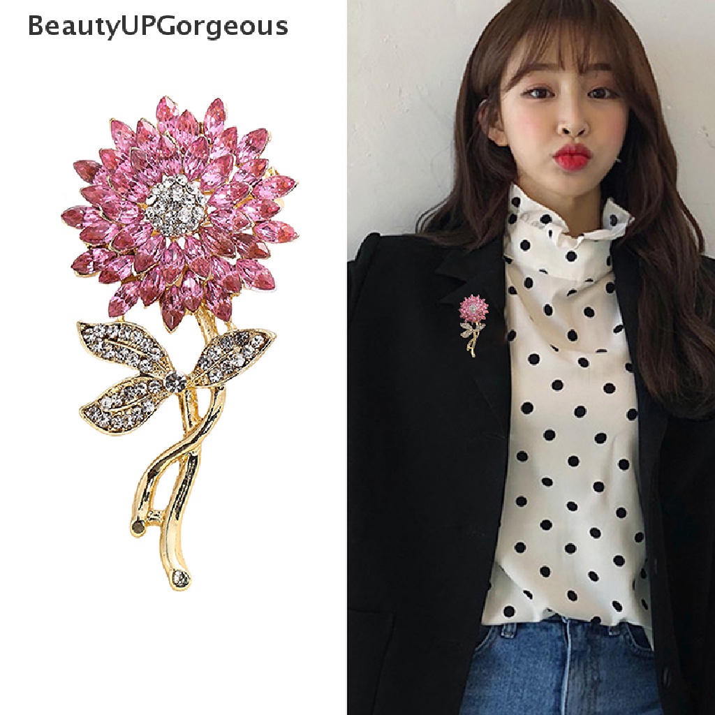 Ghim Cài Áo Hình Hoa Hướng Dương Đính Đá Pha Lê Đẹp Mắt